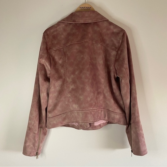 ANTHROPOLOGIE Lucy Pink Suede Tie Dye Moto Jacket - Picture 6 of 8